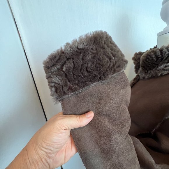 Coldwater Creek Chocolate Brown Faux Fur Button-up Reversible Coat Size 14 - Picture 5 of 9